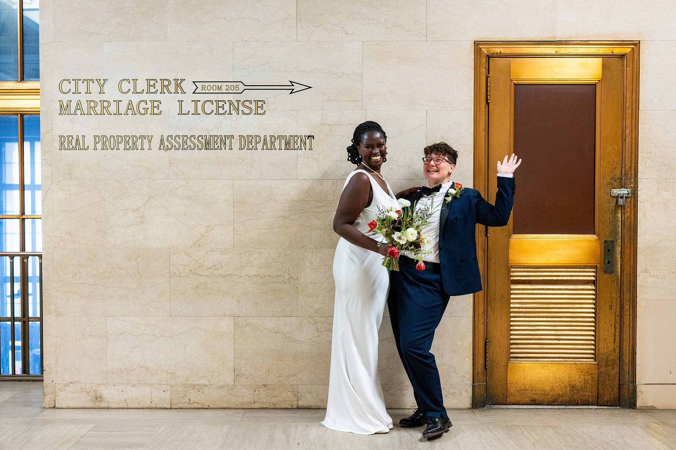 Queer couple getting married at Brooklyn City Hall 