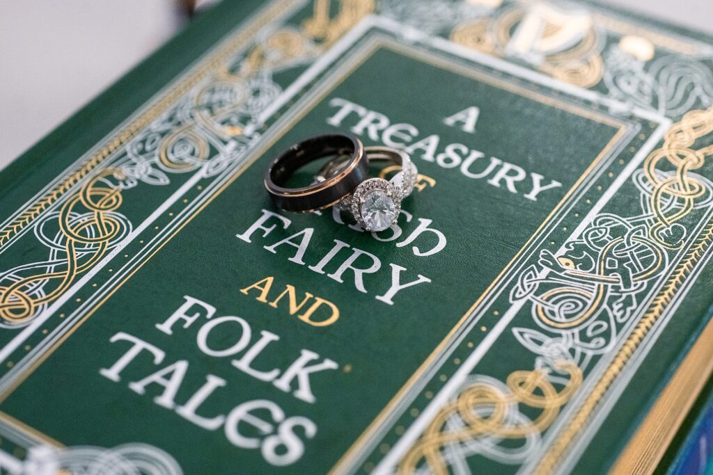 Wedding rings on library books