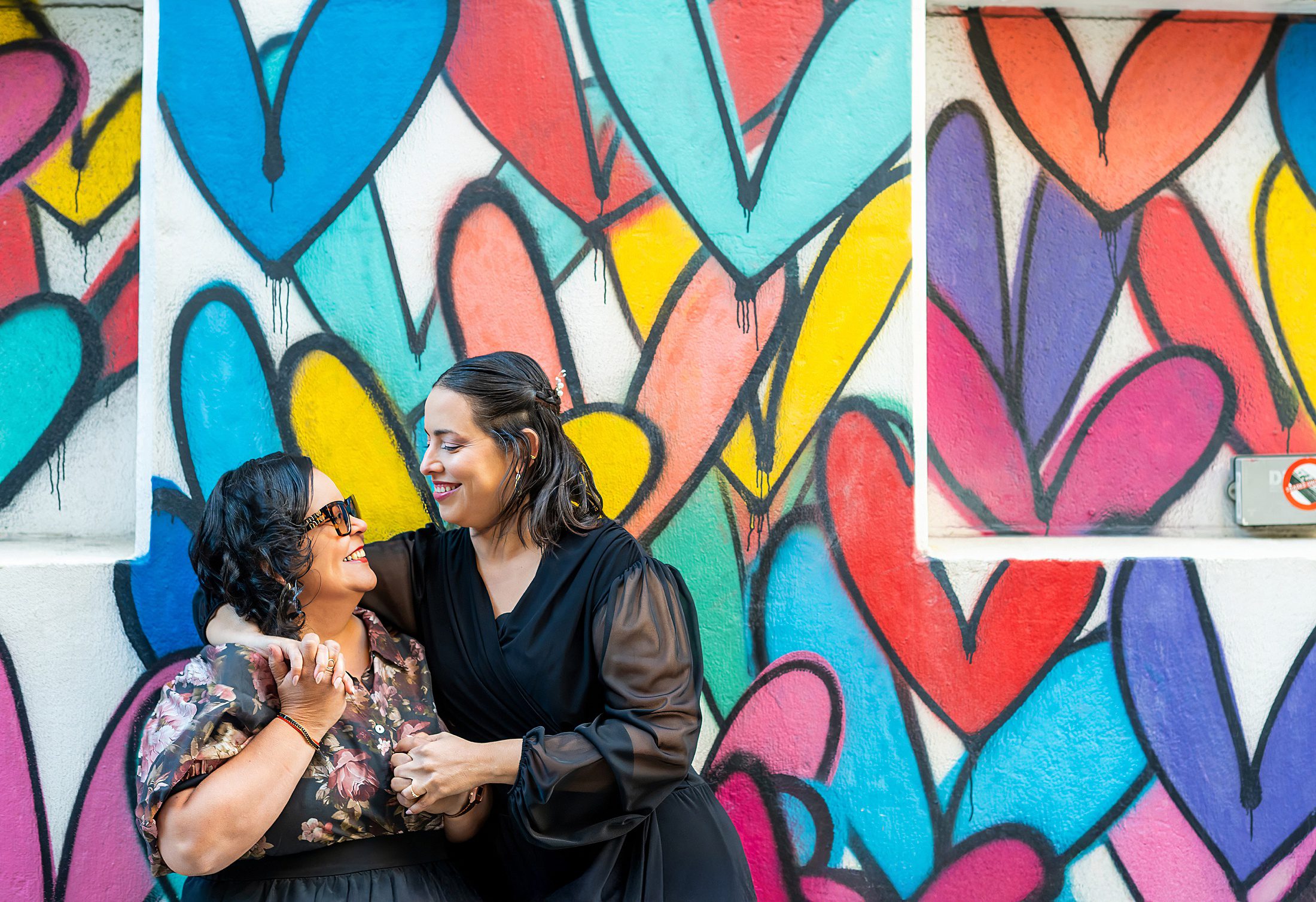 Heart wall wedding photos in Brooklyn