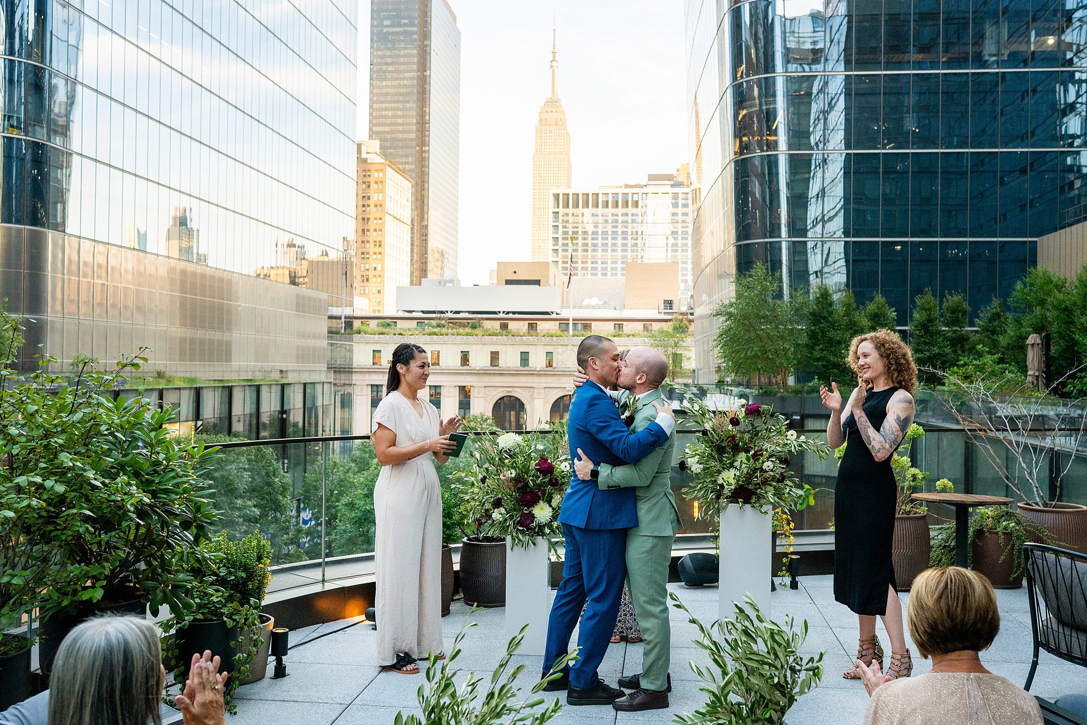 Wedding ceremony at Ci Siamo outside on the patio