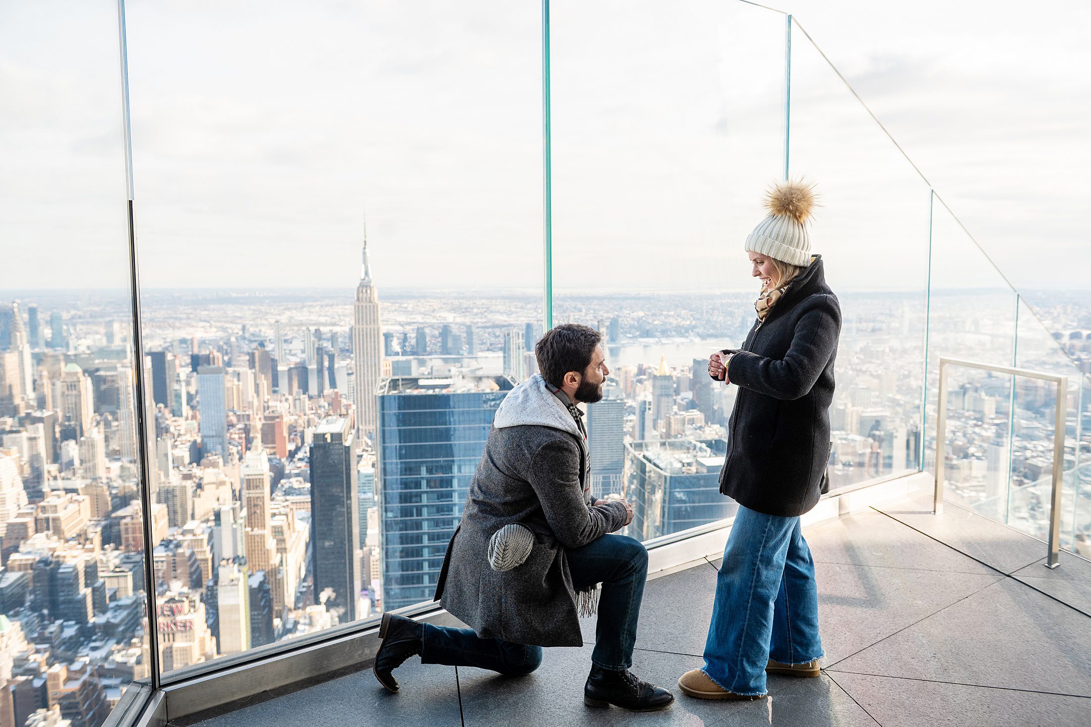 Wedding proposal at the Edge in NYC