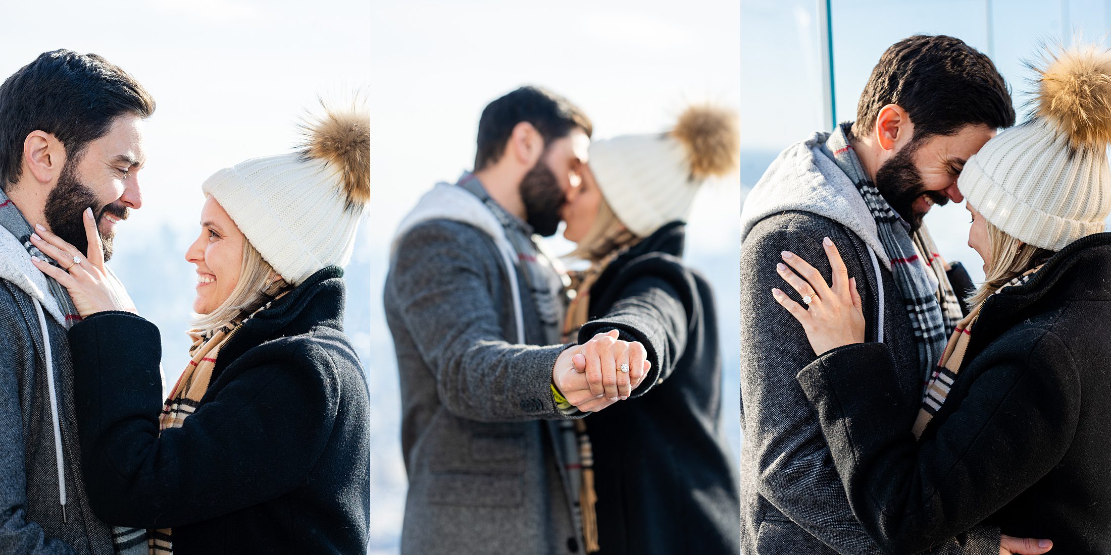 Engagement photos at the Edge NYC in winter 