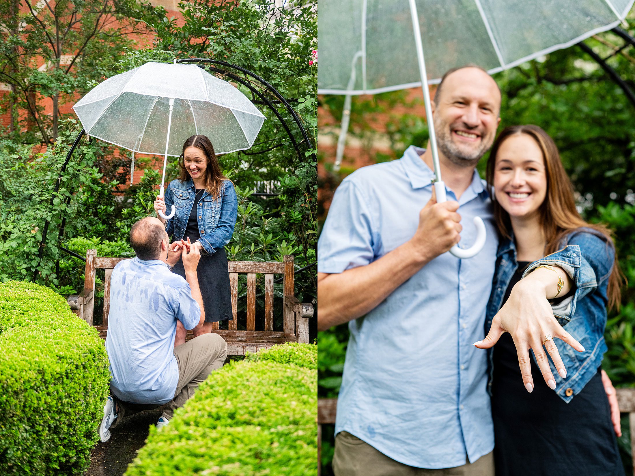 NYC proposal photography in the west village in the Jefferson Market Garden 